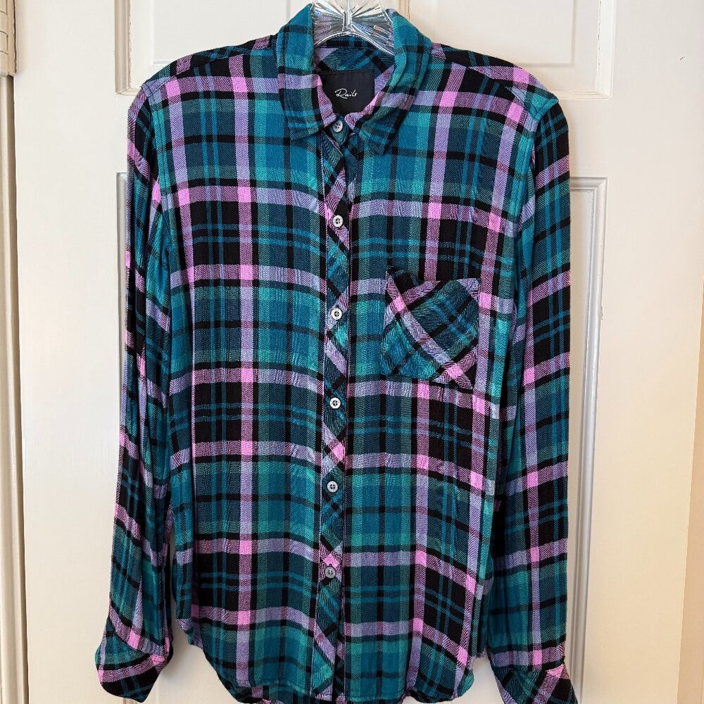 Worn once! RAILS Hunter plaid shirt size XS in Aqua Lilac (Button Down) (Flannel